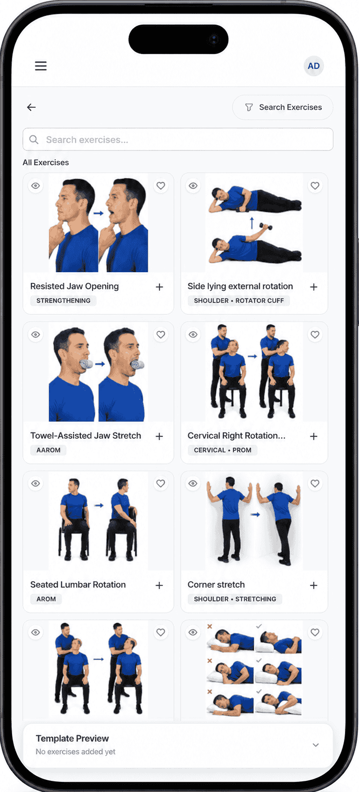 Rehabence home exercise plan on mobile